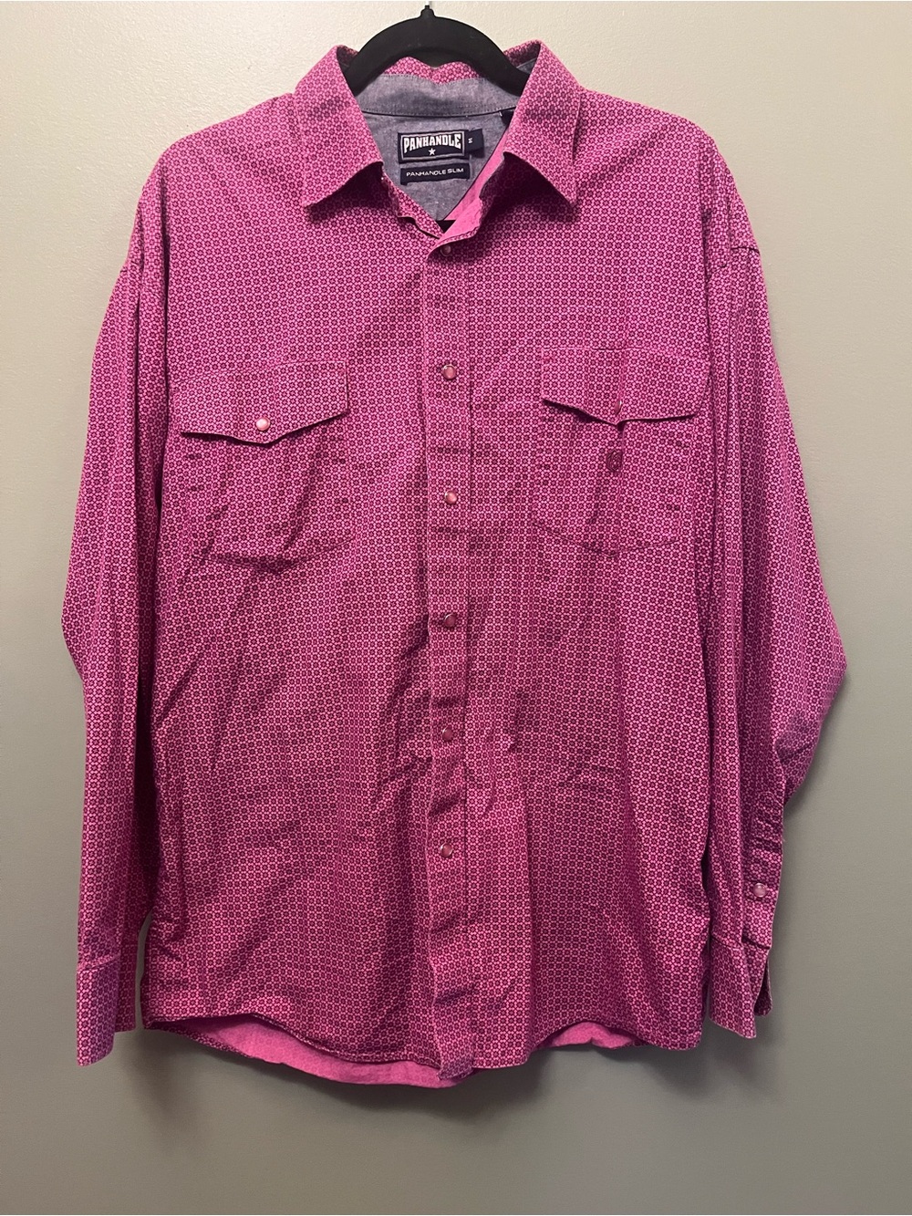 Panhandle Slim Men’s Pink Micro-Pattern Button-Down Shirt
